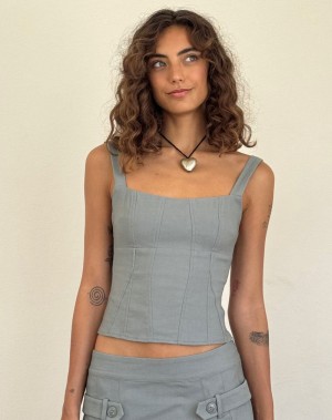 Women's Motel Rocks Ailsa Tie Back Vest Grey | FKF8041HA