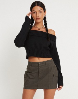 Women's Motel Rocks Ajeng Low Rise Cargo Mini Skirts Dark Grey | KZA4392IF