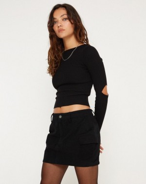 Women's Motel Rocks Ajeng Low Rise Cargo Mini Skirts Black | PJV6085OB