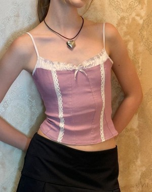 Women's Motel Rocks Alexa Corset Vest Pink | VZA8071WB