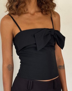 Women's Motel Rocks Antlia Bow Cami Tank Top Black | VJY4742YR