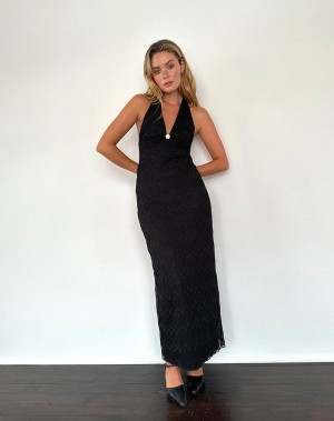 Women's Motel Rocks Atma Halterneck Maxi Dress Black | YLX5834GL