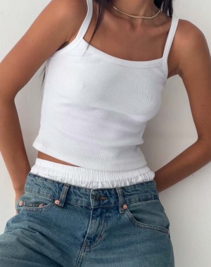 Women's Motel Rocks Aus Ribbed Top Vest White | RZE871MJ