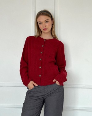 Women's Motel Rocks Bavana Cardigan Dark Red | VZT7175WS