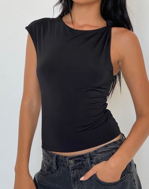 Women's Motel Rocks Cambrie Asymmetrical Sleeveless Top Vest Black | ZCH2294QQ