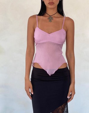 Women's Motel Rocks Carmeline Longline Cami Tank Top Pink | HDN8198VS