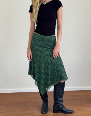 Women's Motel Rocks Cinta Midi Skirts Green | OCK9017DQ