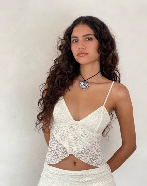 Women's Motel Rocks Cojira Lace Butterfly Vest White | IJA5575HZ