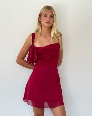 Women's Motel Rocks Coraline Bow Mini Dress Red | KYC6066OW