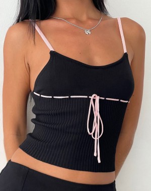 Women's Motel Rocks Emonie Cami Tank Top Black Pink | ZSP2971WE