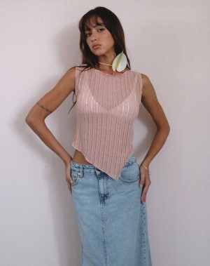 Women's Motel Rocks Etta Knitted Top Vest Pink | WDA10016TT