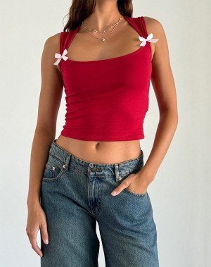 Women's Motel Rocks Jiniso Cropped Tops Red Pink | XEN660XV