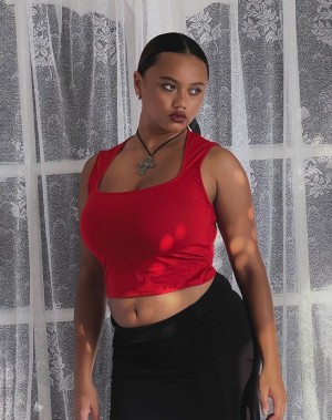 Women's Motel Rocks Jinsu Cropped Tops Red | XVT7927LT