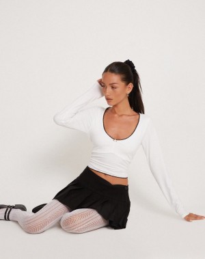 Women's Motel Rocks Junie Ballet Long Sleeve T Shirts White | WXQ6110QY