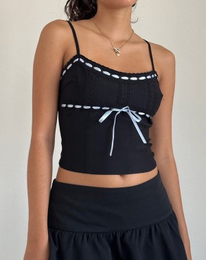 Women's Motel Rocks Karda Cami Tank Top Black | MLK5752BQ