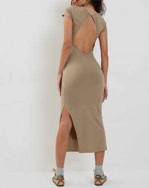 Women's Motel Rocks Kasor Open Back Midi Dress Brown | OLD948NE