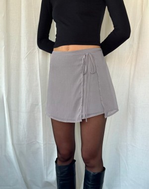 Women's Motel Rocks Keira Mini Wrap Skirts Purple Grey | WAM5767EQ