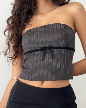 Women's Motel Rocks Leggy Tube Cropped Tops Grey | FYE9595VX