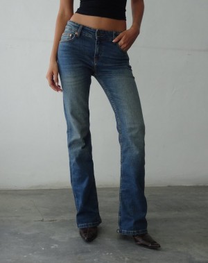 Women's Motel Rocks Low Rise Bootleg Jeans Blue | AJR5337CN