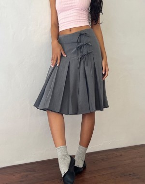 Women's Motel Rocks Madelyn Pleated Midi Skirts Grey | RAZ5374DR