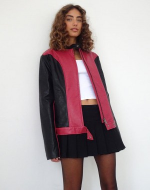 Women's Motel Rocks Marion Pu Biker Jacket Red Black | ALI4446MH