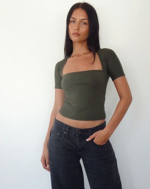 Women's Motel Rocks Requa Cropped Tops Green | GDZ3342RE