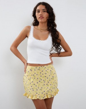 Women's Motel Rocks Ribay Mini Skirts Yellow | PMF10019XG