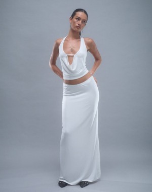 Women's Motel Rocks Rim Jersey Maxi Skirts White | VGD5854EB