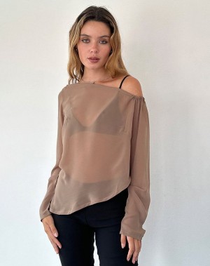 Women's Motel Rocks Riot Blouse Light Brown | RNX3886ON