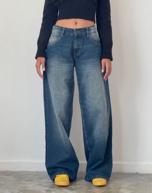 Women's Motel Rocks Roomy Extra Wide Low Rise Jeans Dark Blue | ECS5131EU