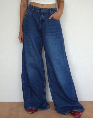 Women's Motel Rocks Roomy Oversized Low Rise Jeans Blue | WWQ2735XG