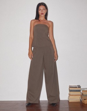 Women's Motel Rocks Salisu Wide Leg Trousers Grey Brown | SLN10015AG