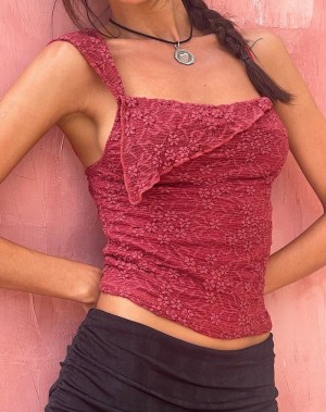 Women's Motel Rocks Sambu Lace Cami Tank Top Red | VDL1338SW