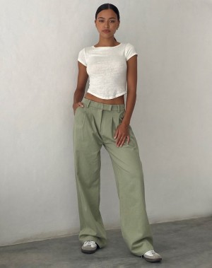 Women's Motel Rocks Satria Extra Wide Trousers Green | PRP317EU