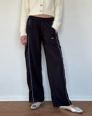 Women's Motel Rocks Shobi Wide Leg Joggers Black Grey | XAZ8014YY