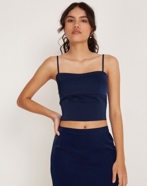 Women's Motel Rocks Tenley Cropped Tops Navy Blue | CFS143SM