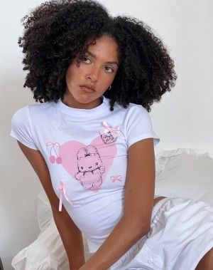 Women's Motel Rocks Tiona Cropped Tee T Shirts White | BJL4958OD