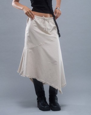 Women's Motel Rocks Yvaine Asymmetric Midi Skirts White | XIJ963UP