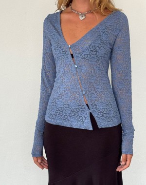 Women's Motel Rocks Zatin Asymmetrical Cardigan Blue | UFW581XF