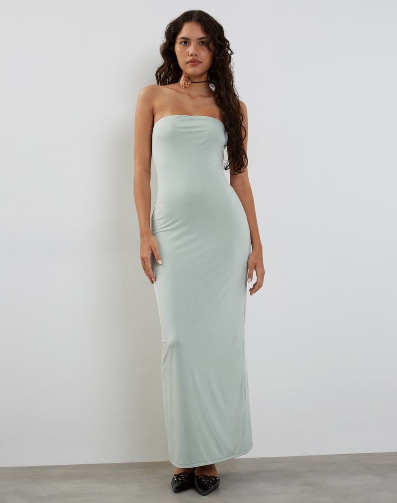 Women's Motel Rocks Annalise Bandeau Slinky Maxi Dress Light Blue | BOP93100MU