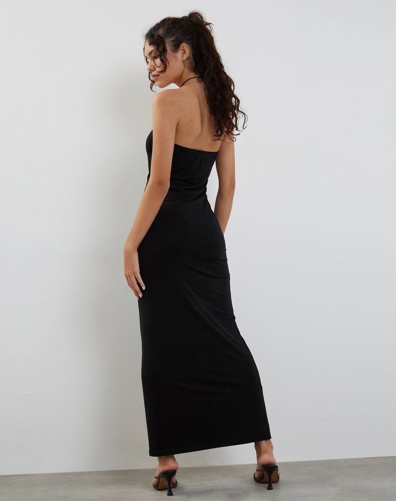 Women's Motel Rocks Annalise Bandeau Slinky Maxi Dress Black | QFL2624XE