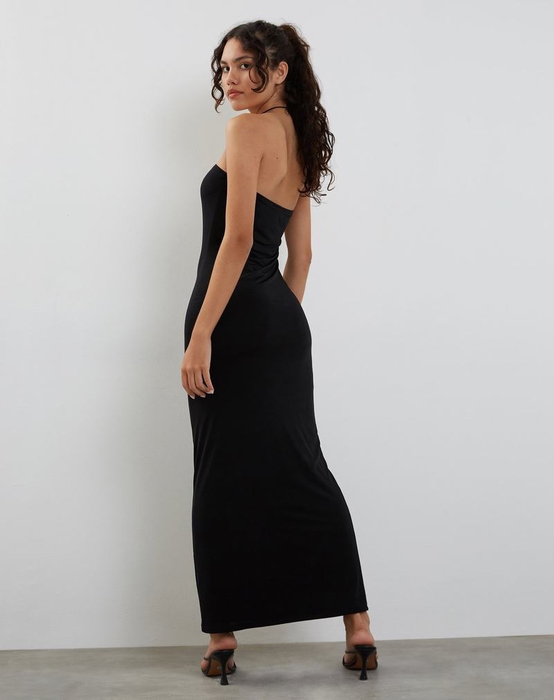 Women's Motel Rocks Annalise Bandeau Slinky Maxi Dress Black | QFL2624XE