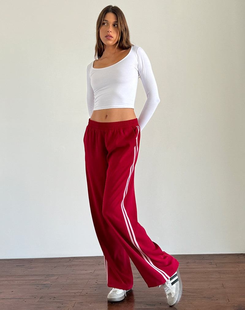 Women's Motel Rocks Bennett Wide Leg Trousers Red Pink | SCD819BI