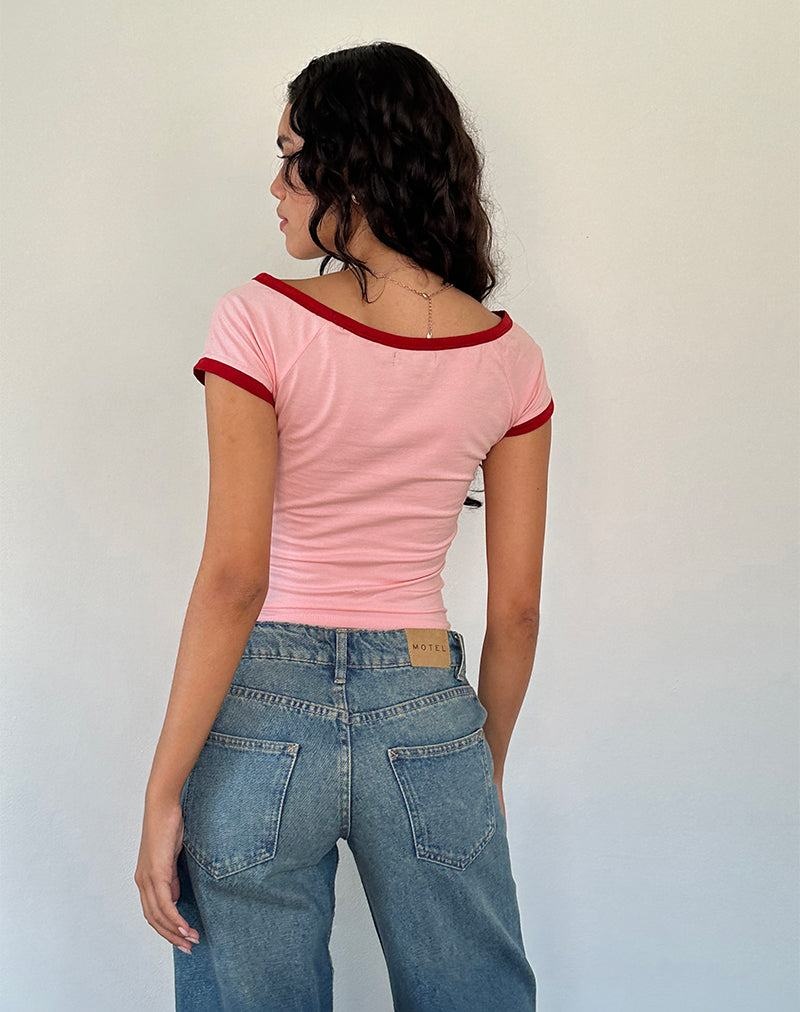 Women's Motel Rocks Bitha Cropped Tops Pink Red | LQE8522RQ