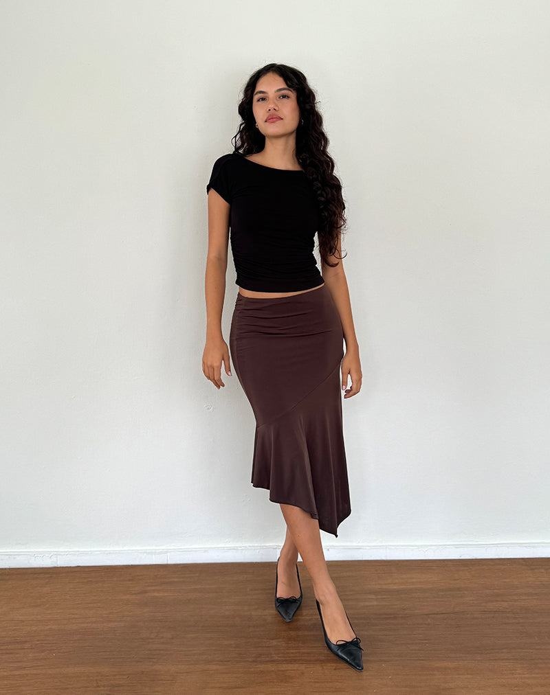 Women's Motel Rocks Cinta Low Rise Midi Skirts Dark Brown | ERH1616VU