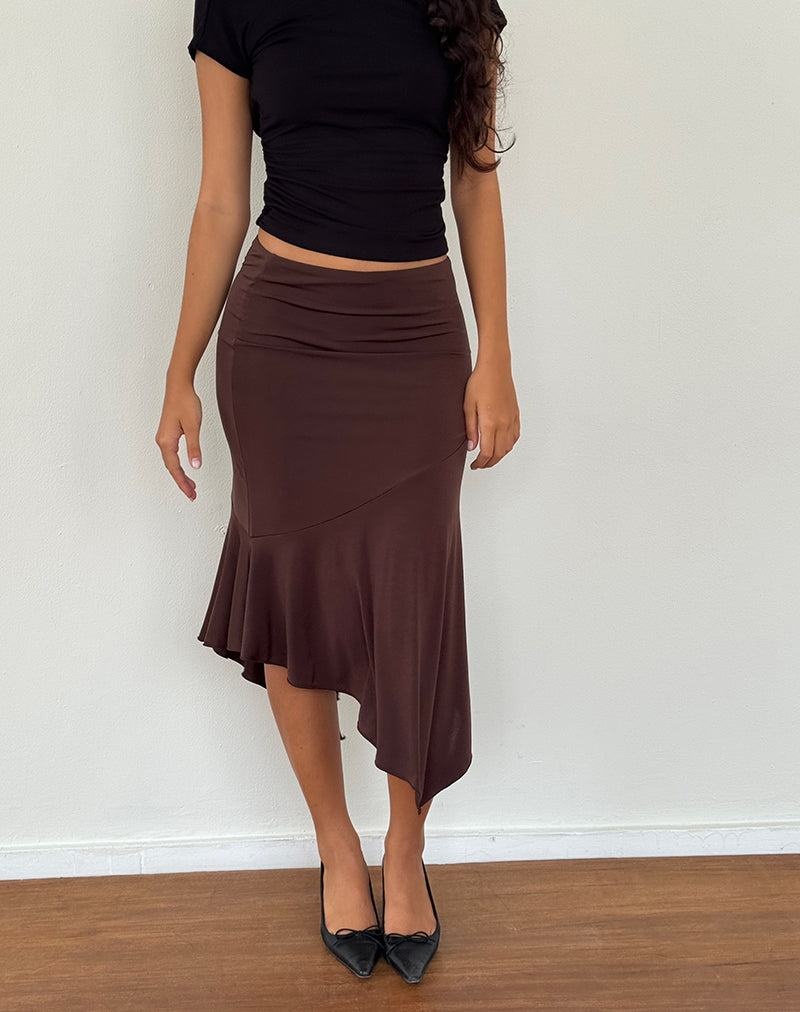 Women\'s Motel Rocks Cinta Low Rise Midi Skirts Dark Brown | ERH1616VU