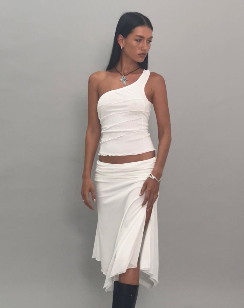 Women's Motel Rocks Cochise Seam Detail One Shoulder Mesh Vest White | FHY557PG