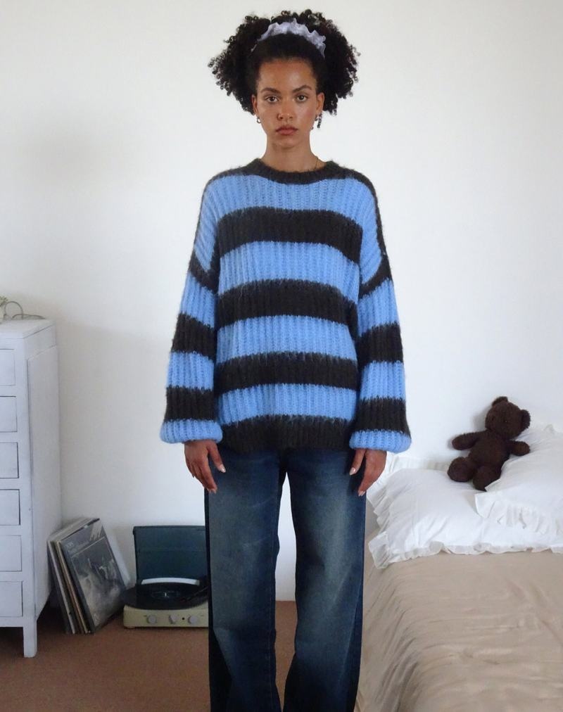 Women's Motel Rocks Daren Knitted Oversized Jumpers Brown Blue | DTU2891SE