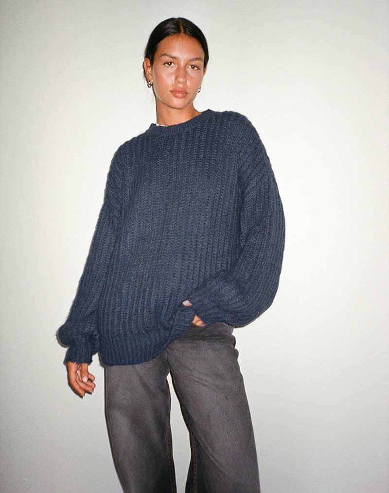 Women's Motel Rocks Daren Oversized Knitted Jumpers Navy | QQW2893PS