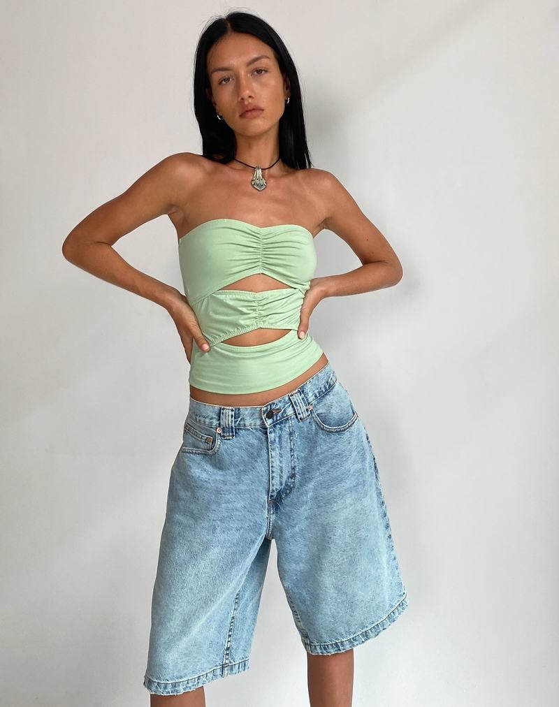 Women\'s Motel Rocks Dayu Crop Bandeau Silver Green | YUF6782KD